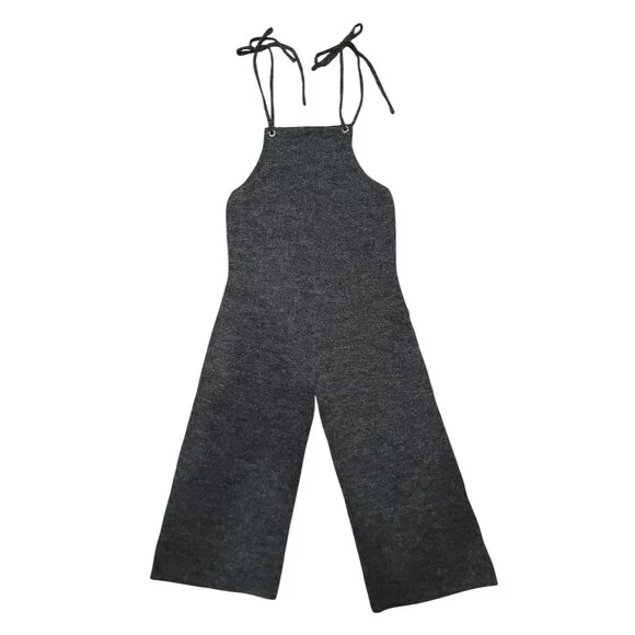 Emory Park Women's Knit Sweater Stretch Wide Leg Jumpsuit Gray Sz S - Picture 1 of 8